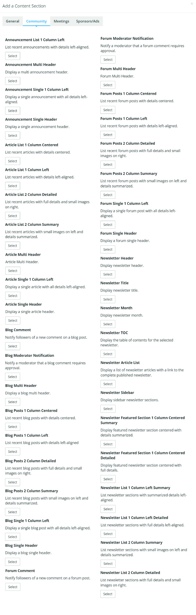 Add a Email Section Community