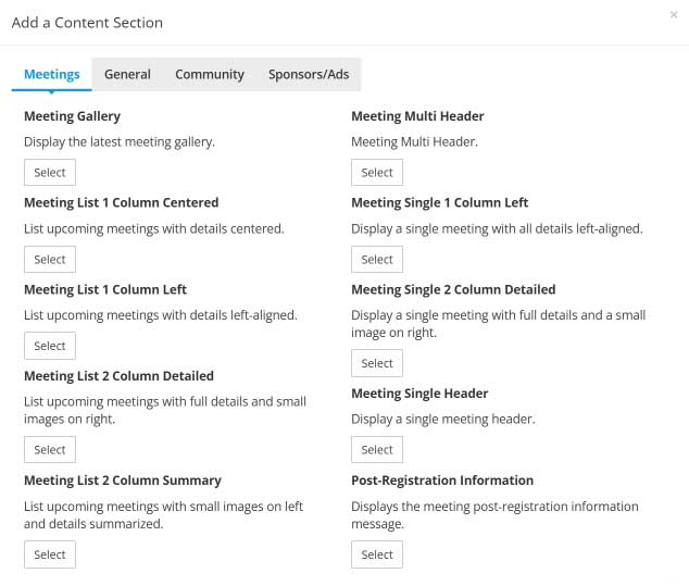 Add an Email Meetings Content Section